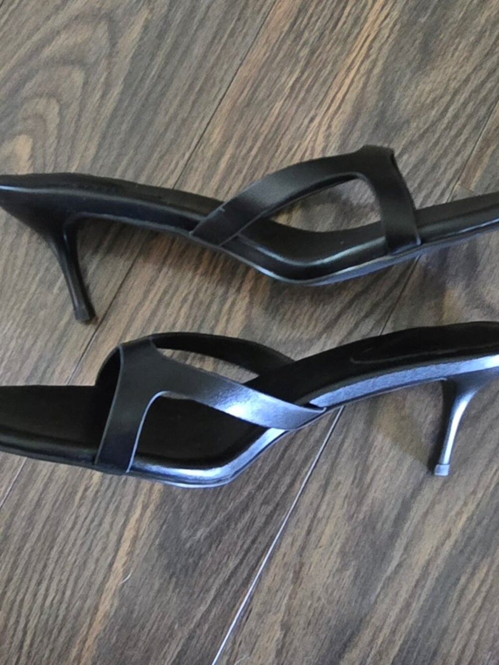 Faux Leather Women's Black Open Toe Kitten Heel Sandals NWOT/SIZE 9.5